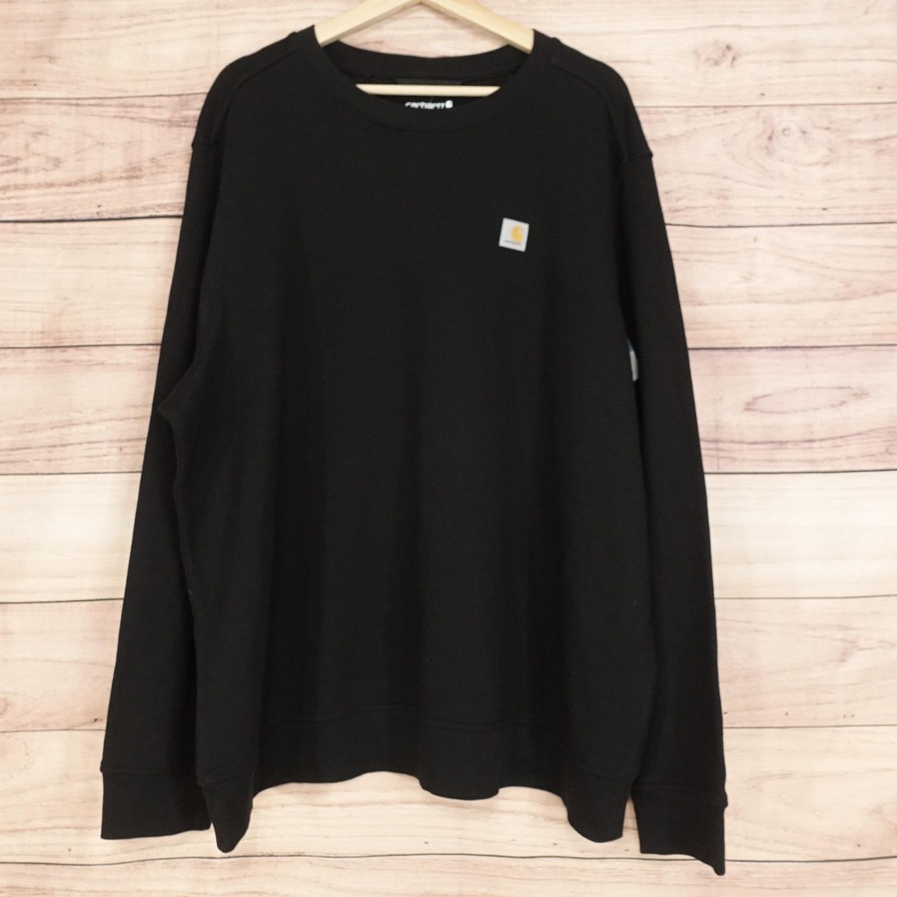 New! Carhartt Sweatshirt Womens‎ 2X Black French Terry Crew Relaxed Fit Workwear